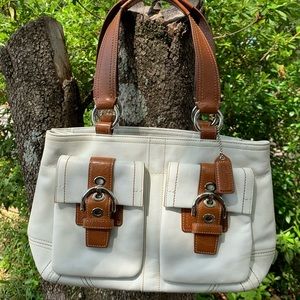Coach Soho White/Brown Leather Satchel